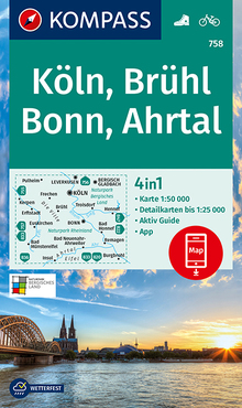KOMPASS Wanderkarte Köln, Brühl, Bonn, Ahrtal, KOMPASS-Wanderkarten
