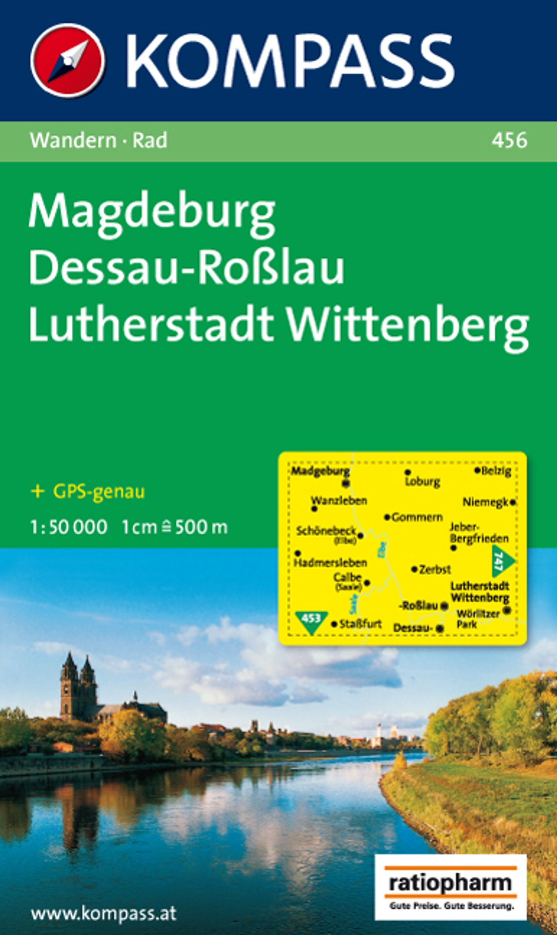 MAIRDUMONT KOMPASS Wanderkarte Magdeburg - Dessau - Roßlau - Lutherstadt Wittenberg