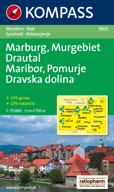 MAIRDUMONT KOMPASS Wanderkarte Marburg/Maribor - Murgebiet/Pomurje - Drautal/Dravska dolina