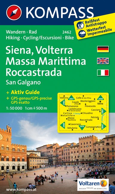 MAIRDUMONT KOMPASS Wanderkarte Siena - Volterra - Massa Marittima - Rocca Strada - San Galgano