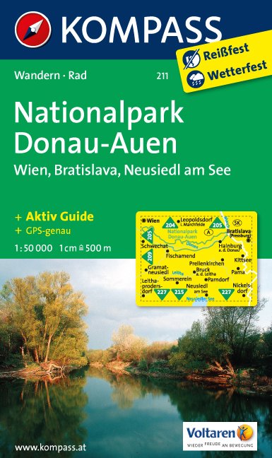 MAIRDUMONT KOMPASS Wanderkarte Nationalpark Donau-Auen - Wien - Bratislava - Neusiedl am See