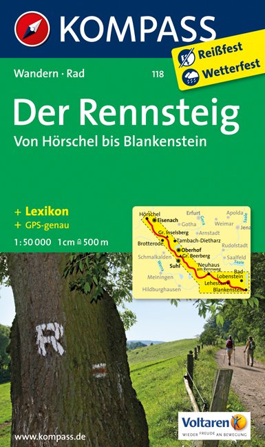 MAIRDUMONT KOMPASS Wanderkarte Der Rennsteig - Von Hörschel bis Blankenstein