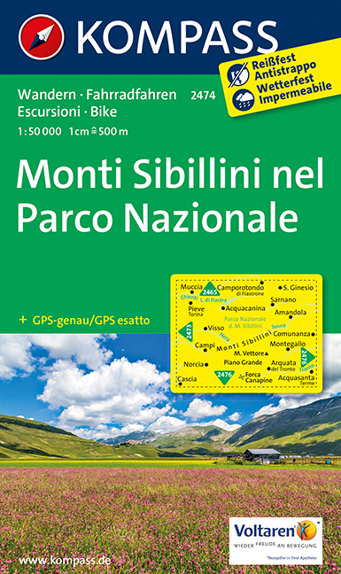 MAIRDUMONT KOMPASS Wanderkarte Monti Sibillini nel Parco Nazionale