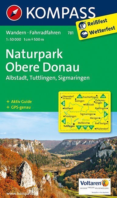 MAIRDUMONT KOMPASS Wanderkarte Naturpark Obere Donau - Albstadt - Tuttlingen - Sigmaringen