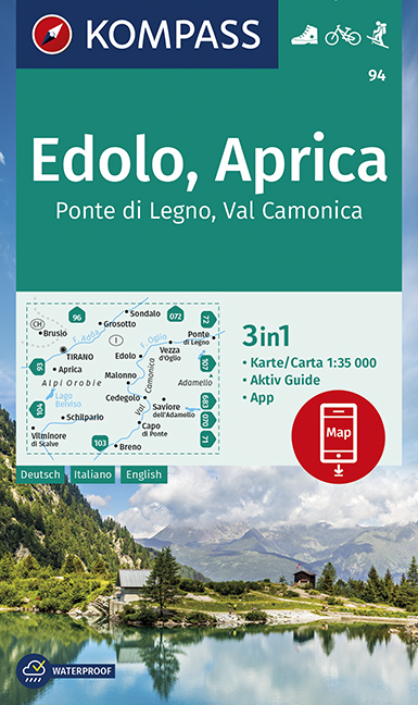 MAIRDUMONT KOMPASS Wanderkarte Edolo, Aprica, Ponte di Legno, Val Camonica